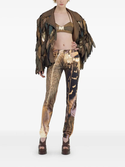 Feather-Print Slim Trousers