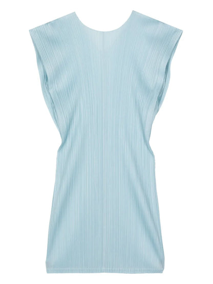 V-Neck Plissé Midi Dress