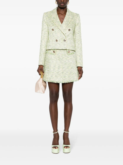 Frayed-Detail Bouclé Miniskirt