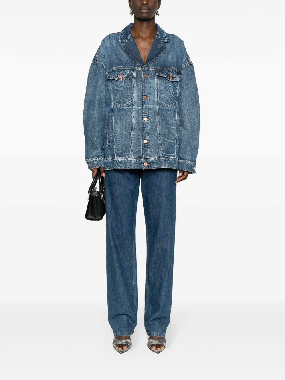 Notched-Lapels Denim Jacket