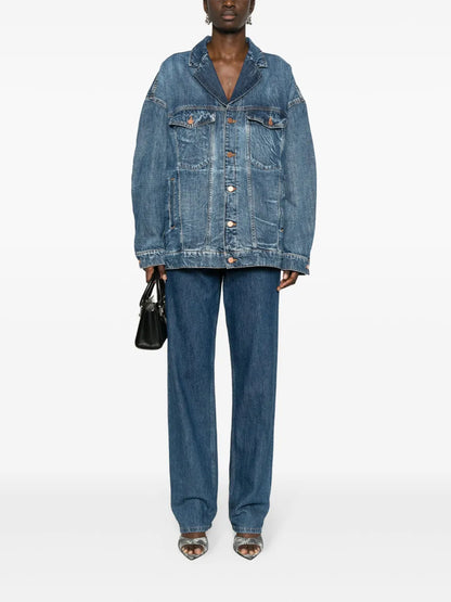 Notched-Lapels Denim Jacket