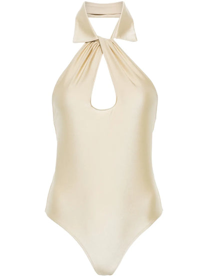 Spread-Collar Cut-Out Detail Bodysuit