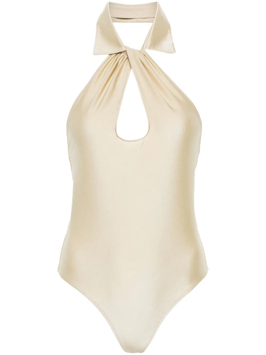 Spread-Collar Cut-Out Detail Bodysuit