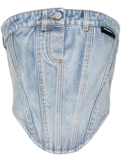 Button-Up Denim Corset Top