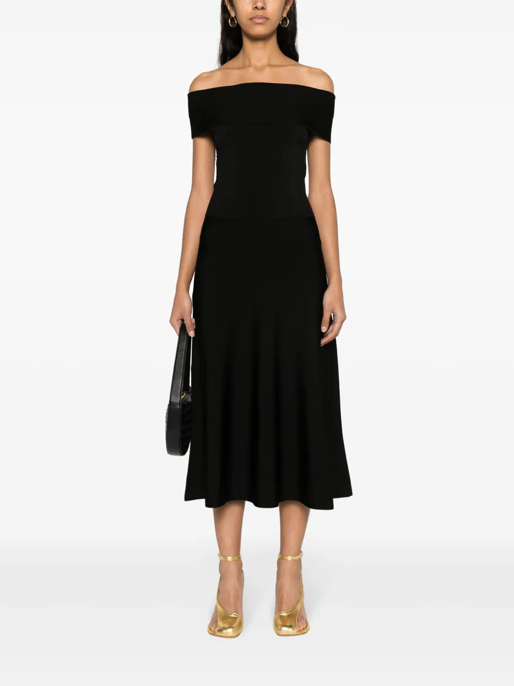 Boat-Neck Knitted Midi Dress
