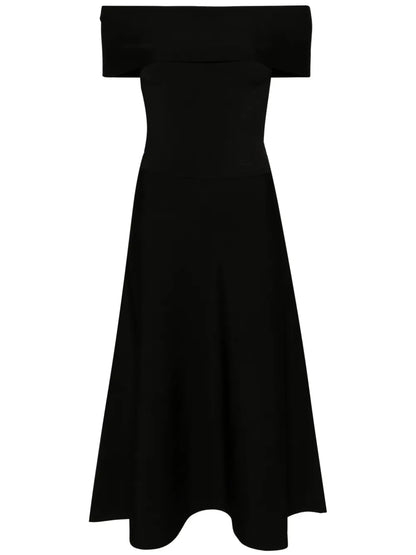 Boat-Neck Knitted Midi Dress