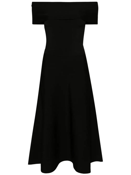 Boat-Neck Knitted Midi Dress