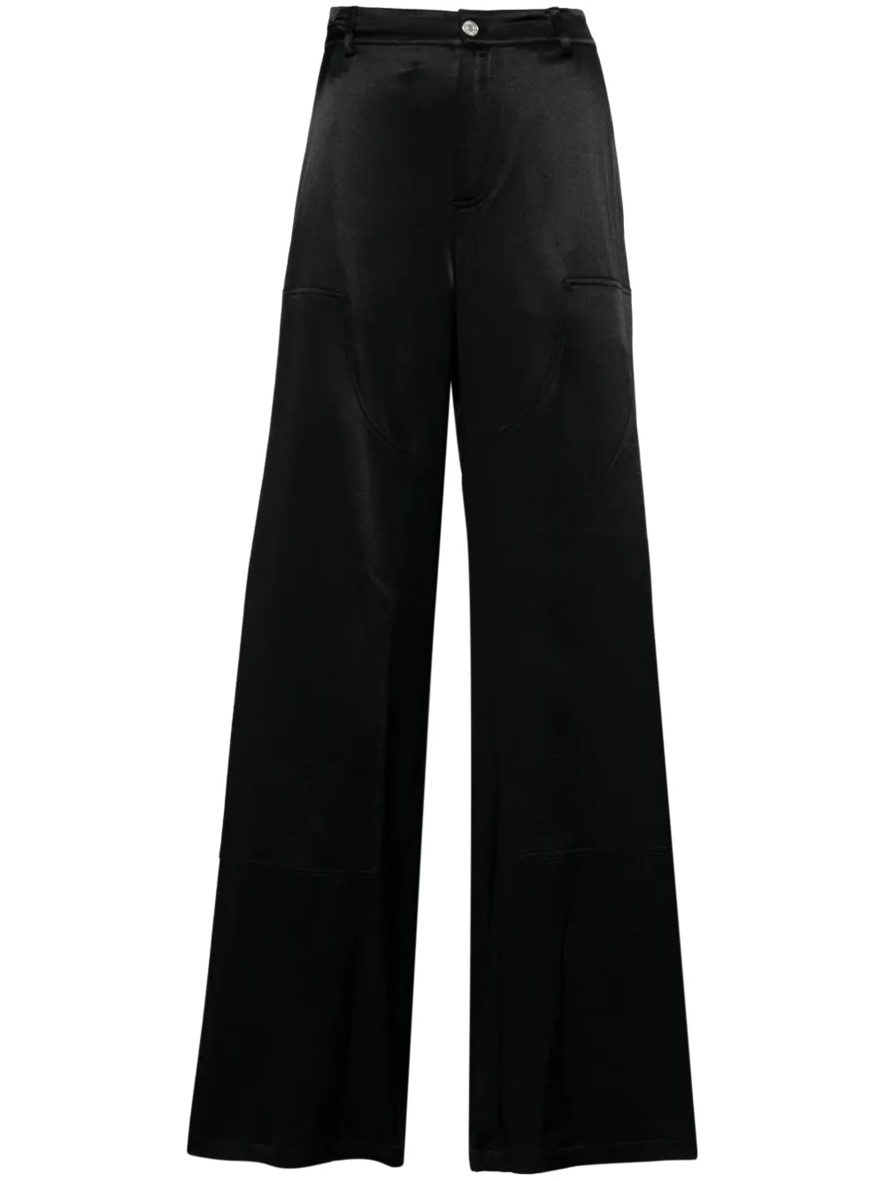 Satin-Finish Wide-Leg Trousers