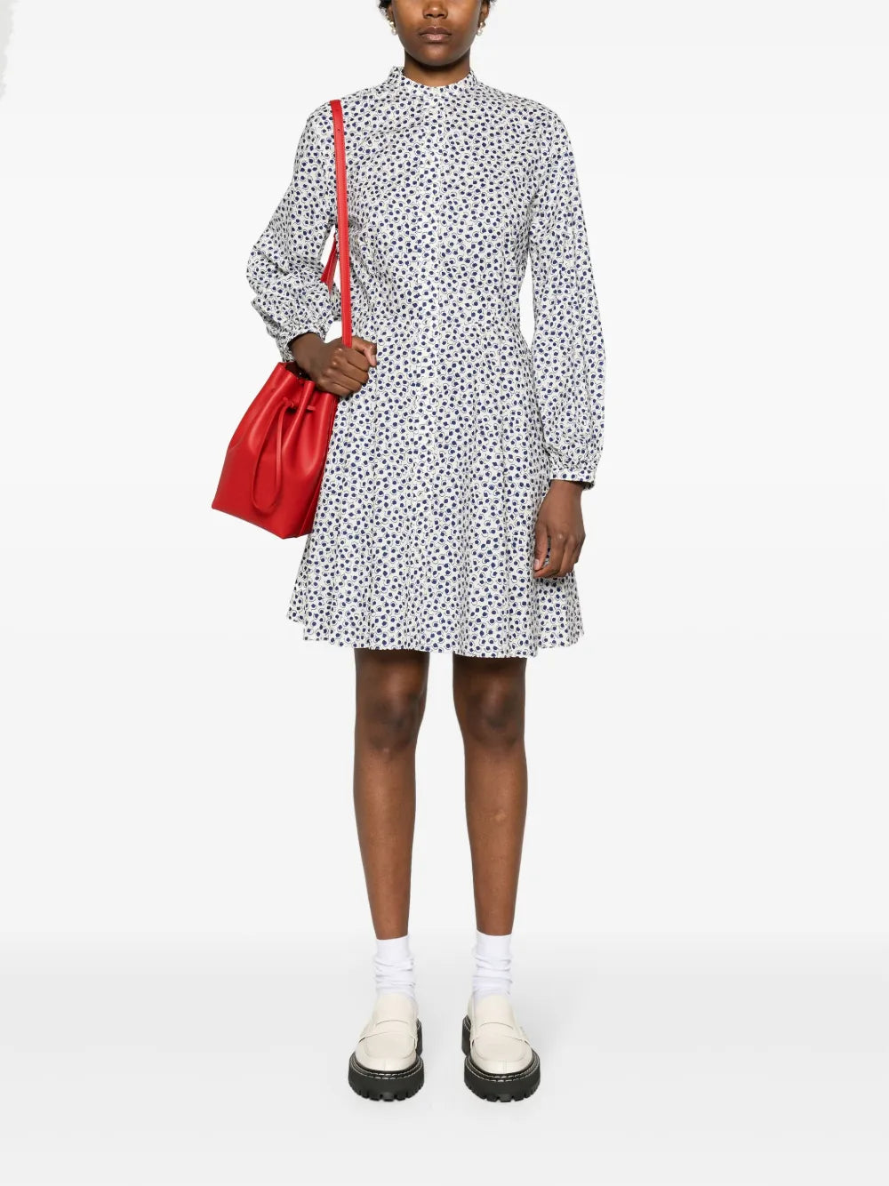 Floral-Print Cotton Shirt Minidress