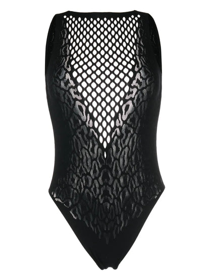 Leopard-Print Open-Back Swimsuit