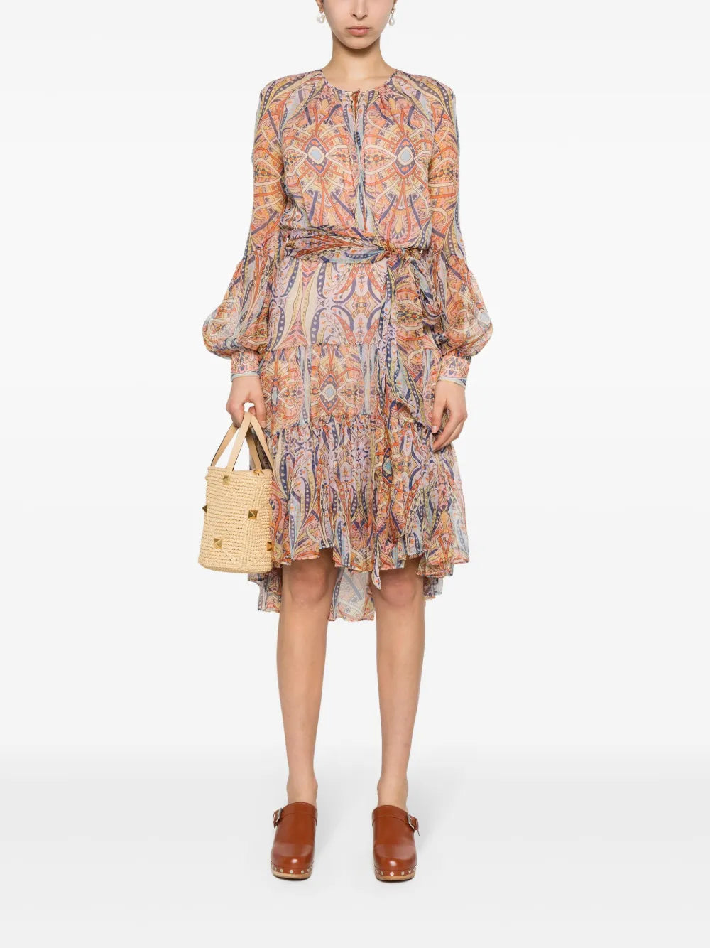 Graphic-Print Silk Midi Dress