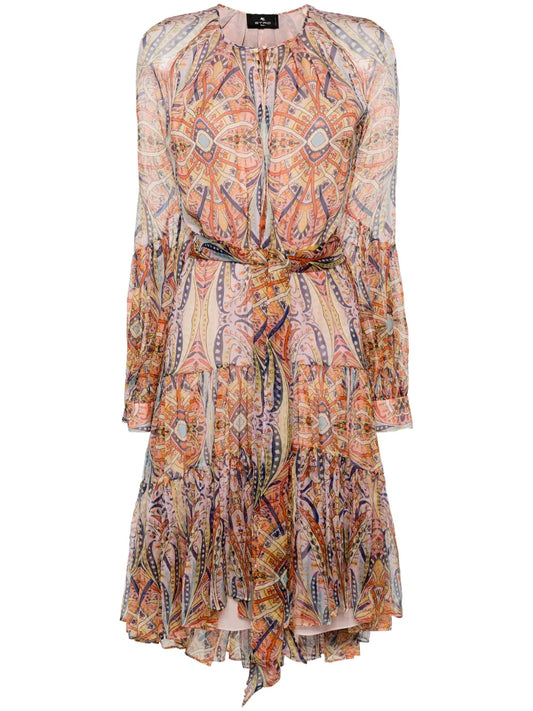 Graphic-Print Silk Midi Dress
