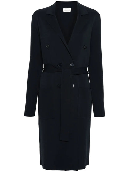 Knitted Double-Breasted Midi Coat