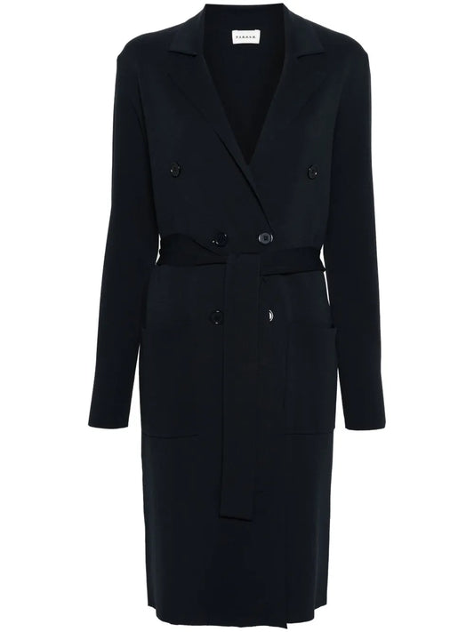 Knitted Double-Breasted Midi Coat