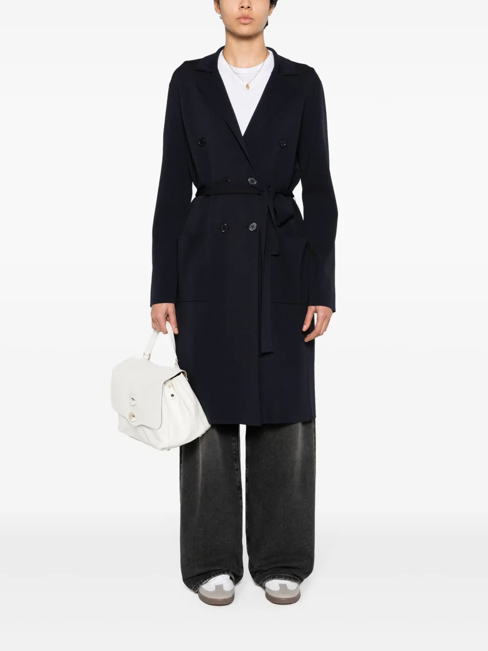 Knitted Double-Breasted Midi Coat