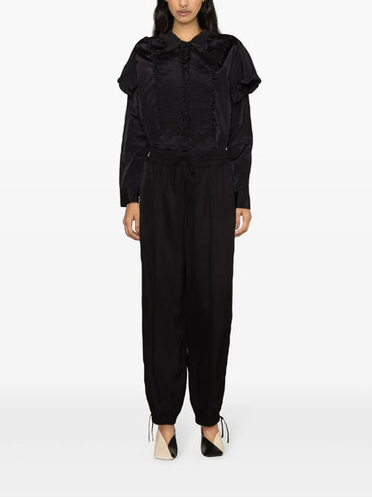 Drawstring-Waist Tapered Trousers