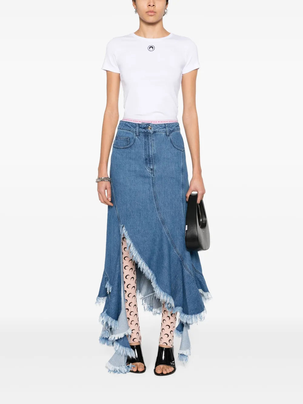 Crescent Moon-Embroidered T-Shirt