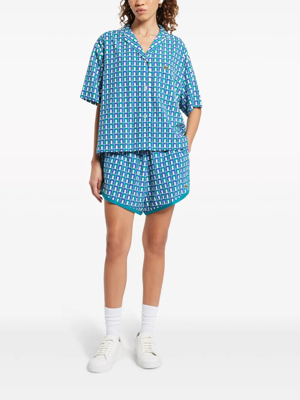 Logo-Embroidered Geometric-Print Shorts