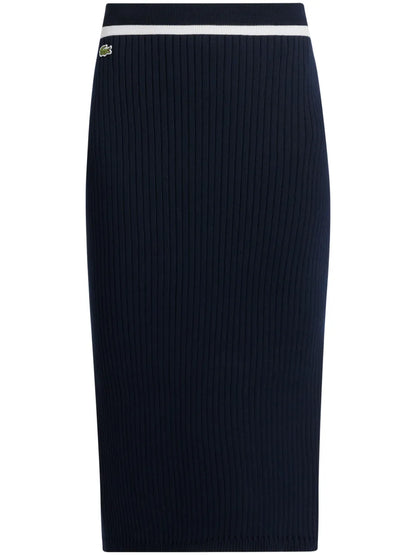 Logo-Patch Ribbed Midi Skirt