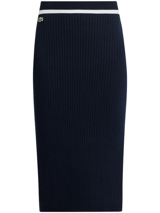Logo-Patch Ribbed Midi Skirt