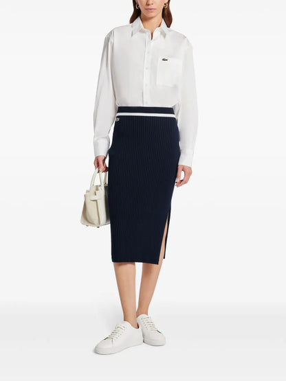 Logo-Patch Ribbed Midi Skirt