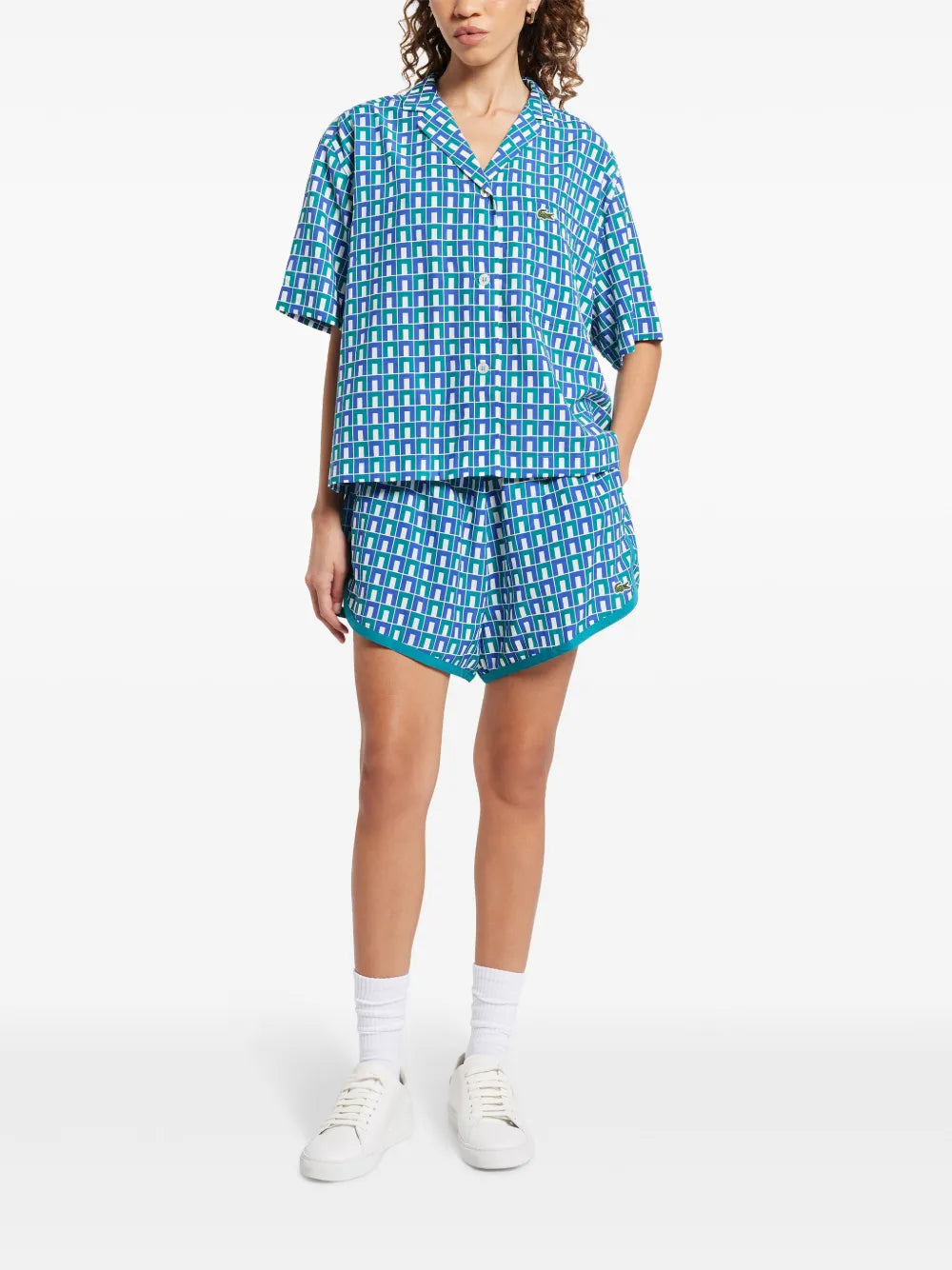 Geometric-Print Button-Up Shirt