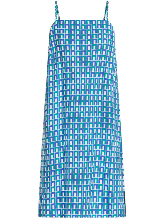 Geometric-Print Logo-Appliqué Minidress