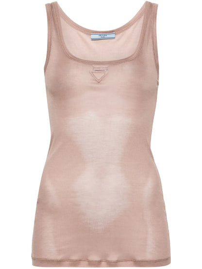Triangle-Appliqué Silk Top