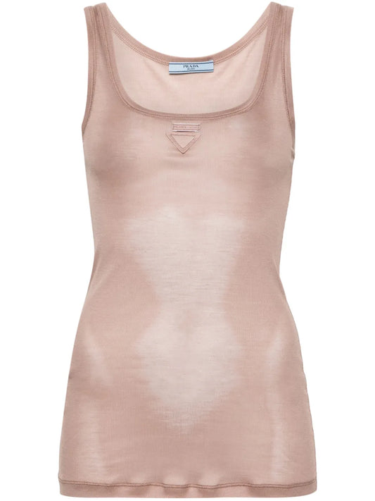 Triangle-Appliqué Silk Top