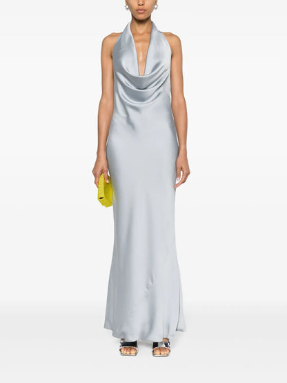 Halterneck Crepe Maxi Dress