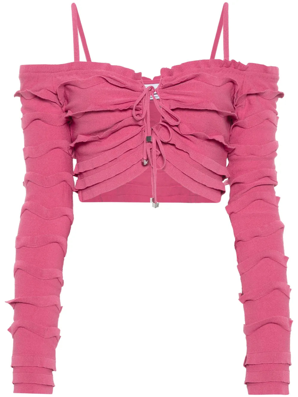 Ruffled Cropped Cardigan