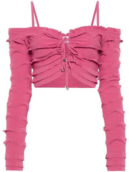 Ruffled Cropped Cardigan