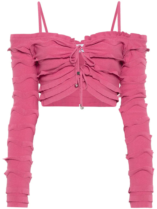 Ruffled Cropped Cardigan