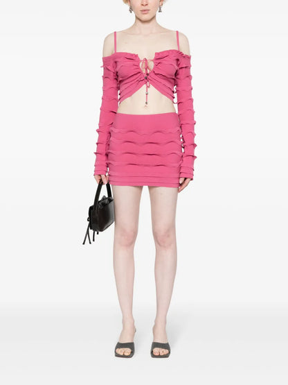 Ruffled Cropped Cardigan