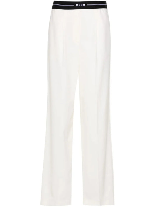 Logo-Waistband Wide-Leg Trousers