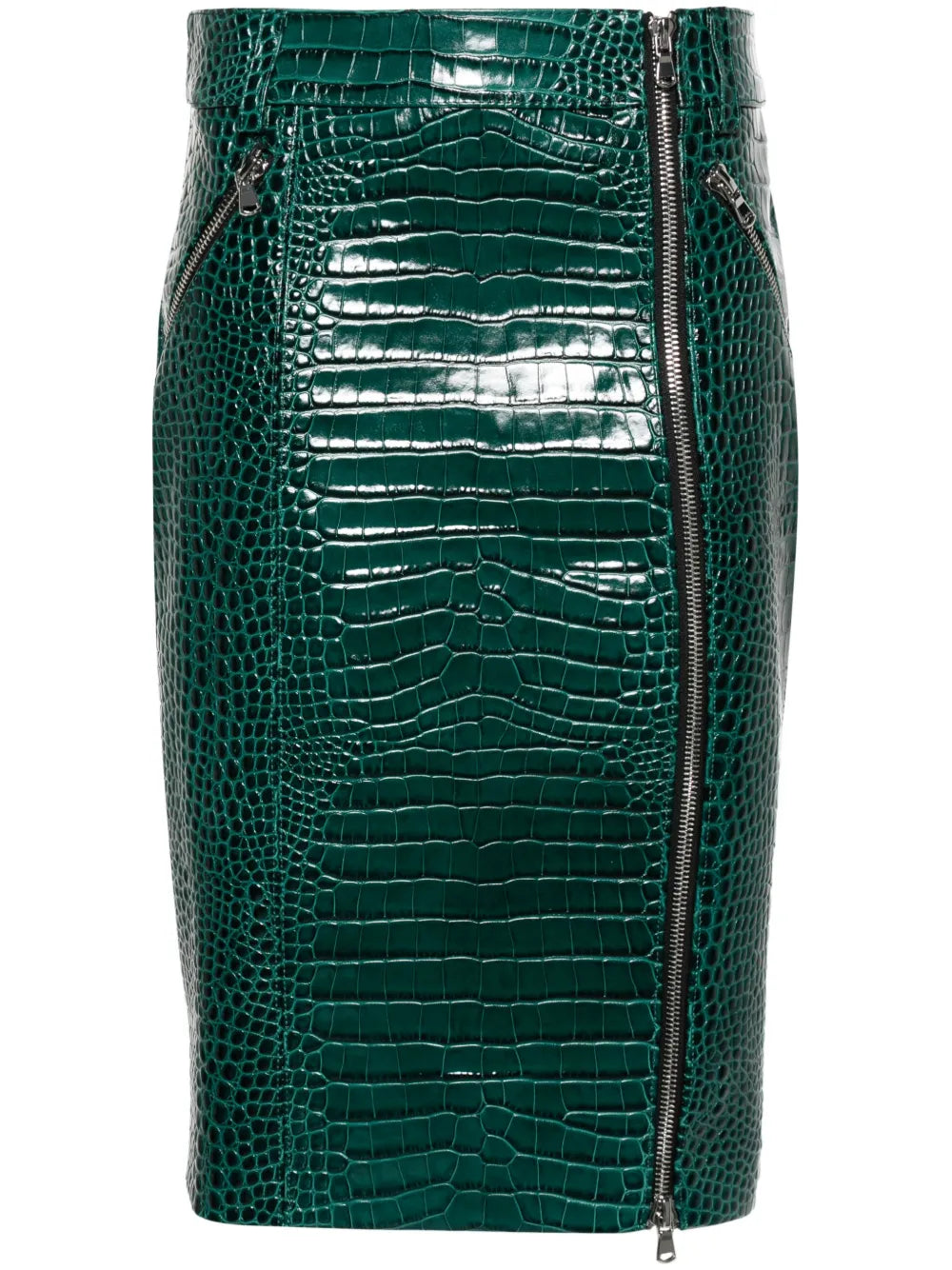 Crocodile-Effect Midi Skirt