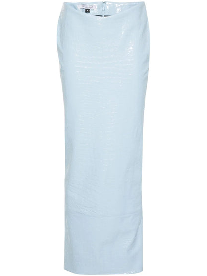Crocodile-Effect Maxi Skirt