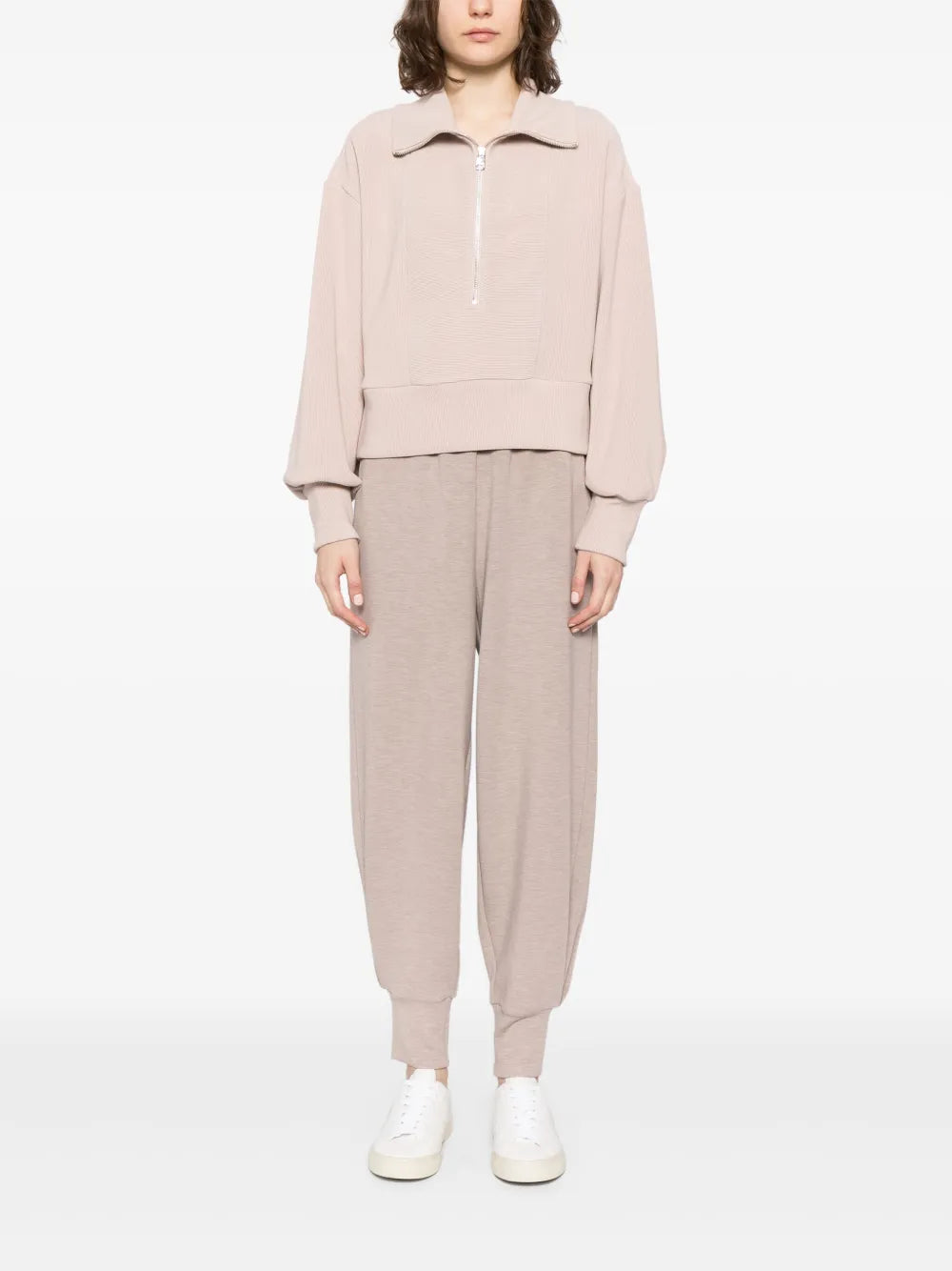 Mélange-Effect Tapered Trousers