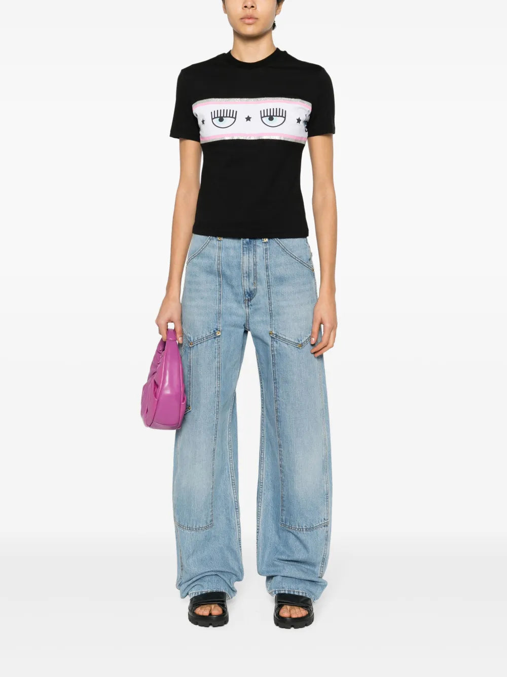 Eyelike-Motif Cotton T-Shirt
