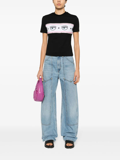 Eyelike-Motif Cotton T-Shirt