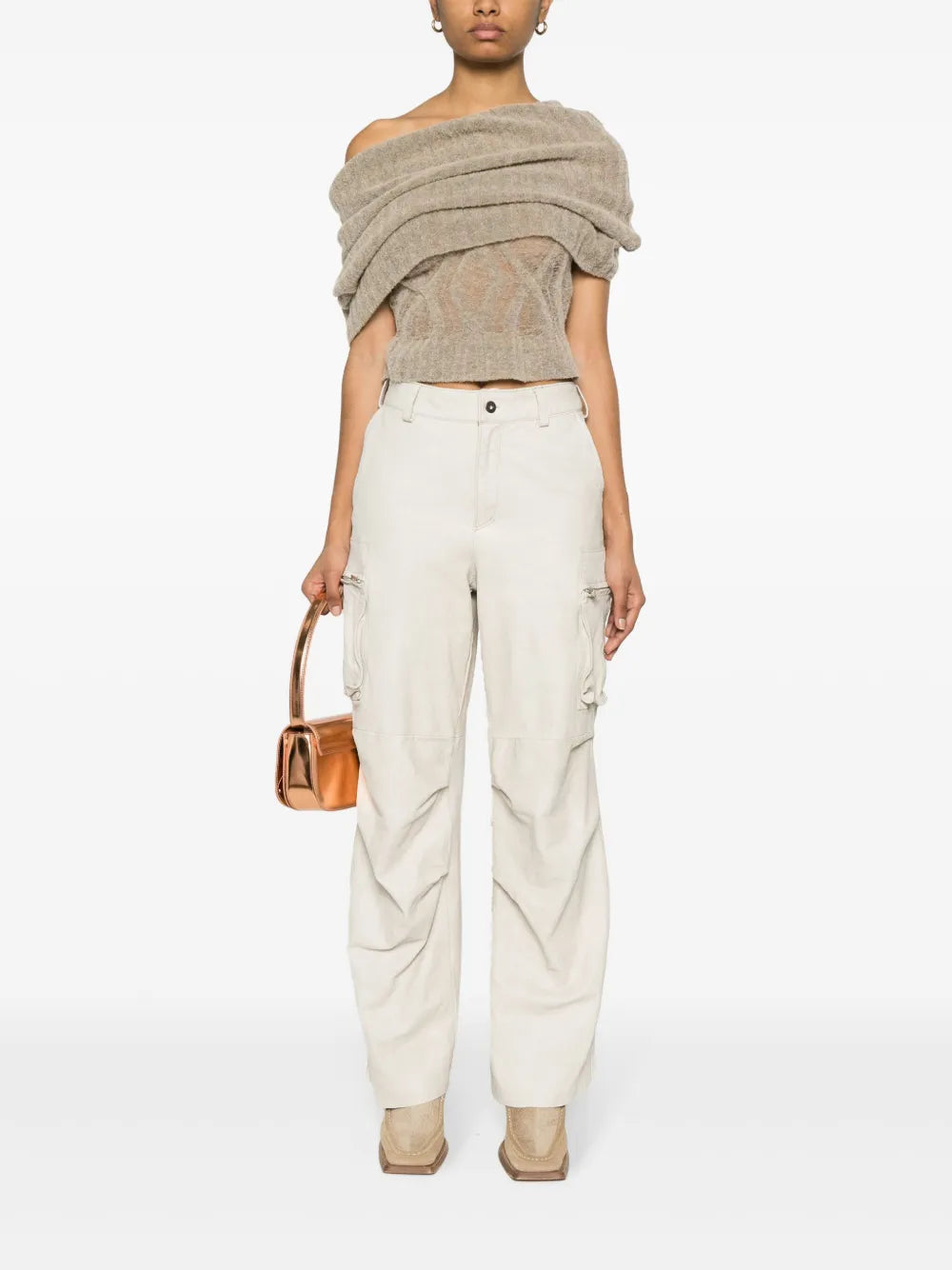 Leather Straight-Leg Cargo Pants