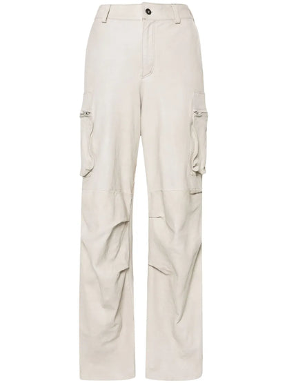Leather Straight-Leg Cargo Pants