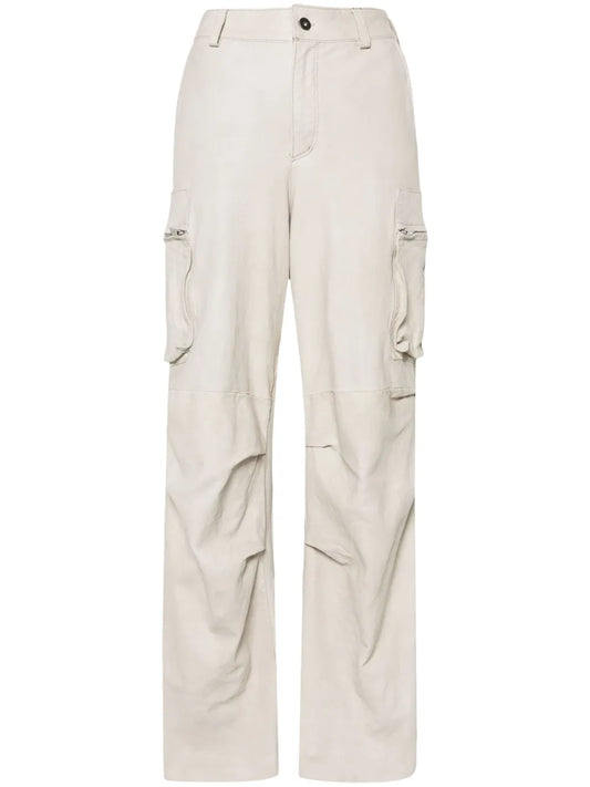 Leather Straight-Leg Cargo Pants