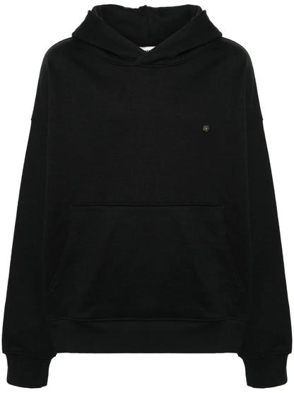 Brooch-Detail Cotton Hoodie