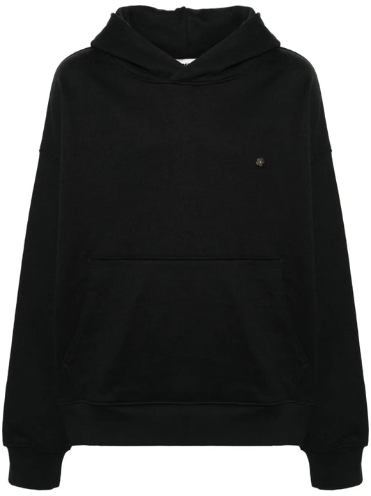 Brooch-Detail Cotton Hoodie