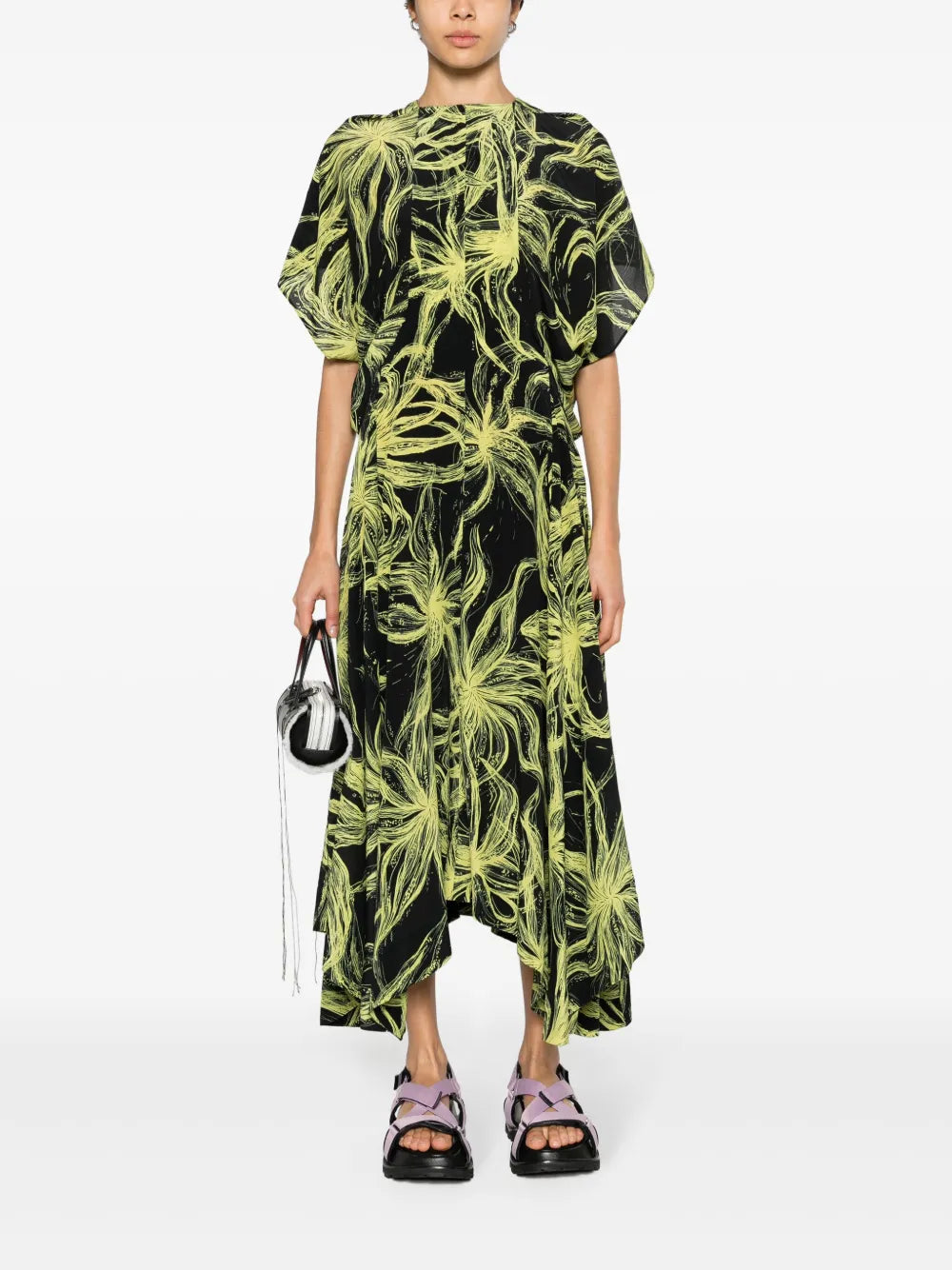 Draped Patterned Silk Dress