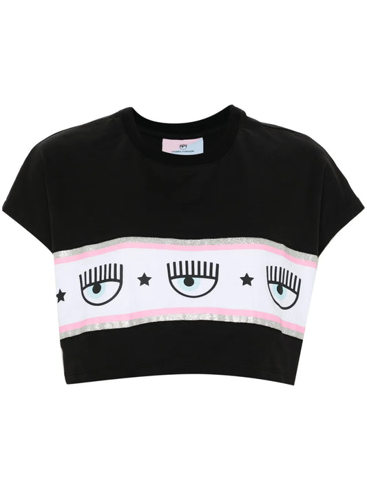 Maxi Logomania-Print Cropped T-Shirt