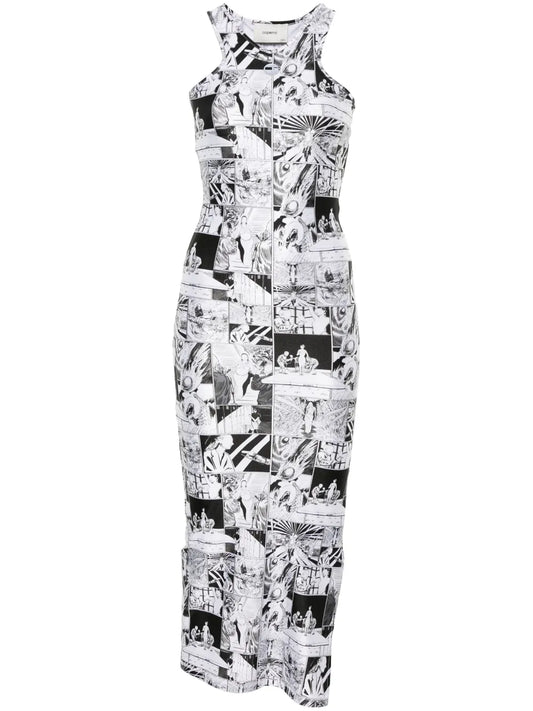 Cartoon-Print Maxi Dress