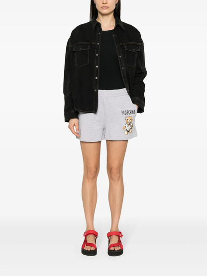 Teddy Bear-Print Mini Shorts