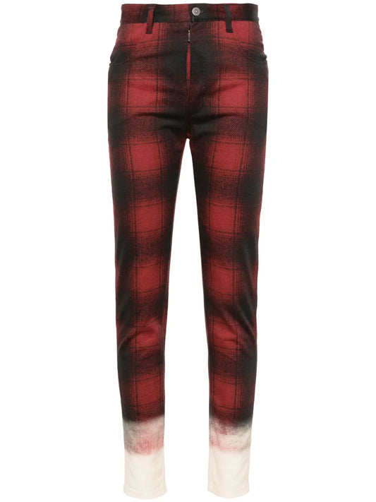 Tartan-Check Tapered Trousers